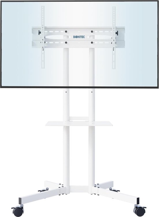 BONTEC TV Standaard Met Wielen - In Hoogte Verstelbaar Voor 32-85 Inch TV's Tot 60 Kg - Wit