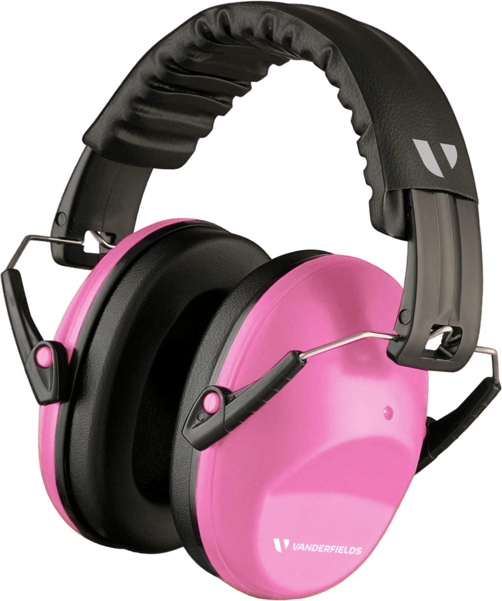 Vanderfields V-Slick - Gehoorbeschermer voor Volwassenen – 26 dB SNR Hoge Geluidsdemping – Opvouwbaar en Comfortabel – Concentratie, Klussen, Tuinieren, Schietsport - Roze