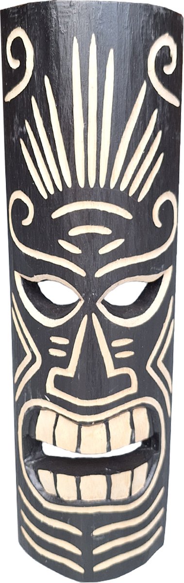 Tiki Masker Donker - Houten decoratie - Tiki - Tiki masker - Decoratie - 50 cm - Masker - Mancave - Bar decoratie - Hand beschildert - Cave & Garden
