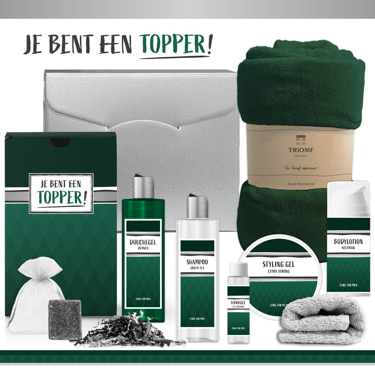 Goedkoopste Geschenkset Je bent een toppper! - 8 Producten - 1375 Gram | Giftset voor hem - Luxe cadeaubox man - Wellness Pakket - Cadeau set - Bedankt Kanjer - Thank You - Man - Vriend - Collega - Coach - Leider - Leerkracht - Medewerker - Zorgwerker - Groen