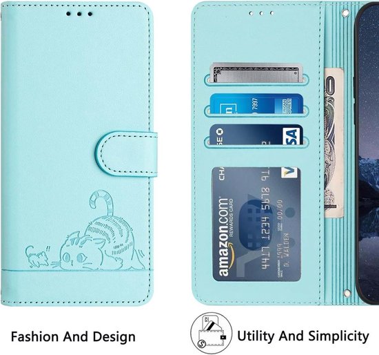 Convient pour Oppo Reno 12 Pro 5G - Étui portefeuille en cuir magnétique - Porte-cartes - Book Case - Vert clair