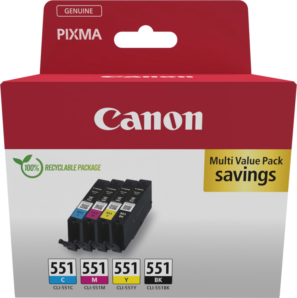 Canon 6509B016 inktcartridge 4 stuks origineel zwart, cyaan, magenta, geel