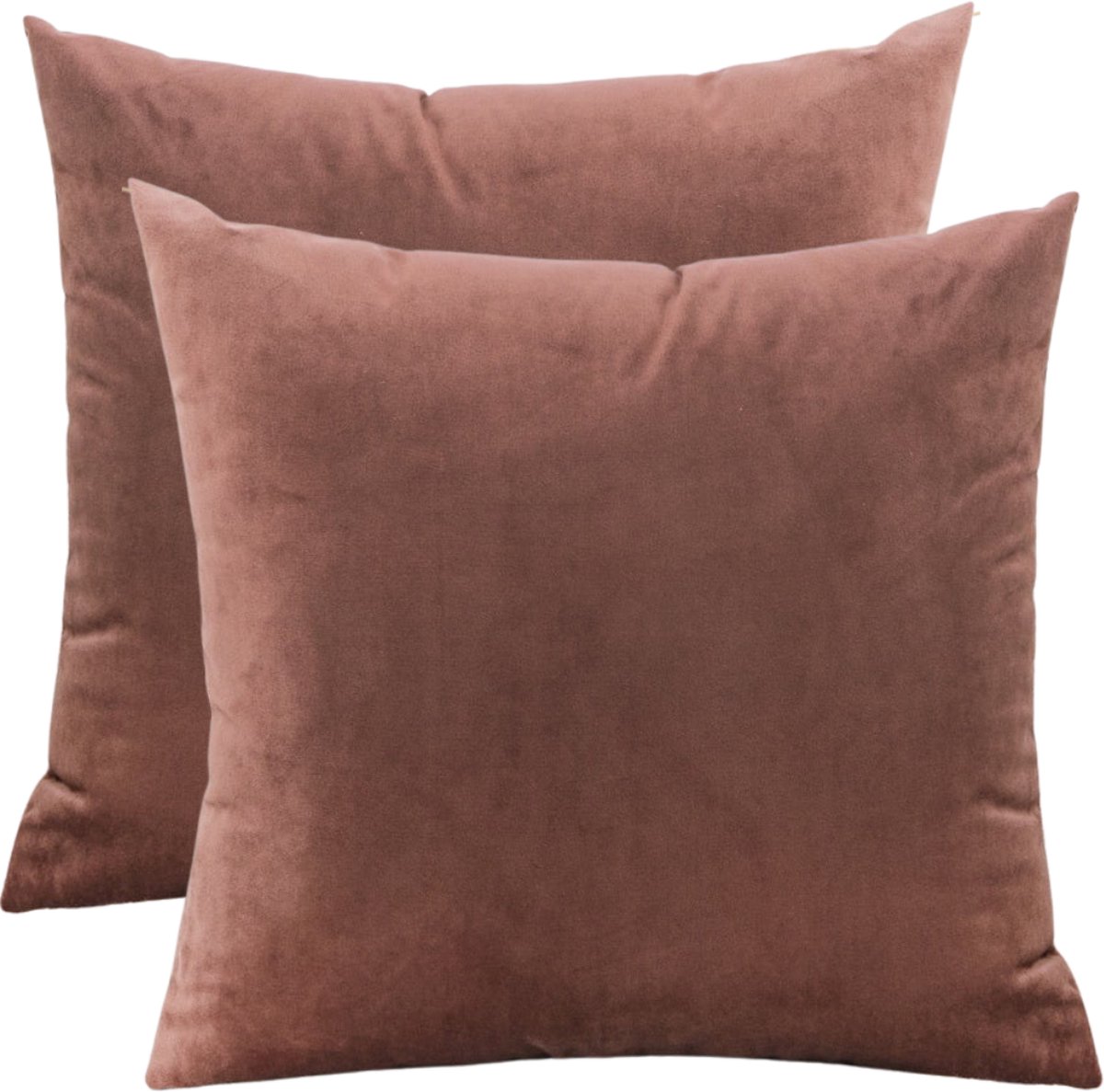 Sierkussenhoezen – Set van 2 – Velours 45x45 cm – Middelbruin – Verborgen rits – Wasbaar