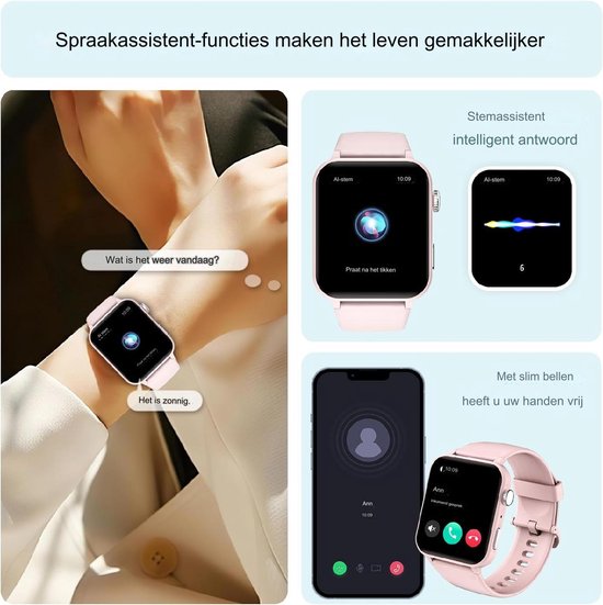 Smartwatch Dames met Bluetooth Bellen, 1,69 inch Touchscreen Slimme Horloge, IP68 Waterdicht Sporthorloges, Hartslagmeter, Slaapmonitor, Stappenteller, Fitnesstrackerhorloge voor Android/iOS (Goud Smartwatch Dames met Bluetooth Bellen, 1,69 inch Touchscreen Slimme Horloge, IP68 Waterdicht Sporthorloges, Hartslagmeter, Slaapmonitor, Stappenteller, Fitnesstrackerhorloge voor Android/iOS (Goud