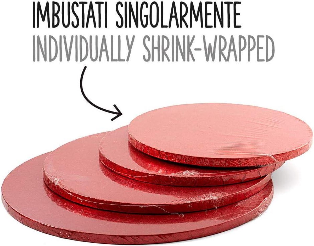 Cakeboard - Ø 40 x H 12 cm - 16 inch - Rood - Papieren Materiaal