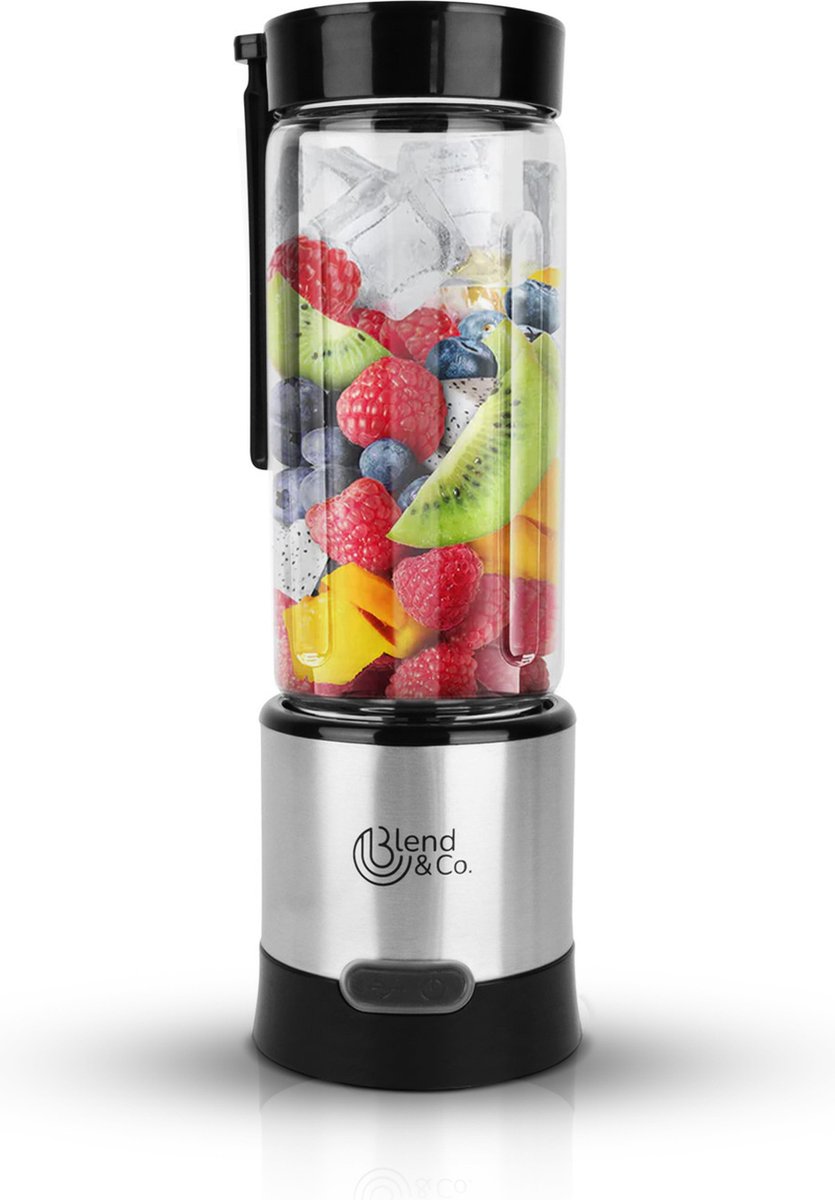 Blend&Co Mini Blender To Go – 450ml Glas – Draadloos & Draagbaar – Smoothie Maker – USB Oplaadbaar – Portable Blender – foto 2