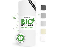 Jacobson Hoeslaken – 100% Biologisch Katoen – 180x220 cm – tot 40cm matrasdikte– 160 g/m² – Wit