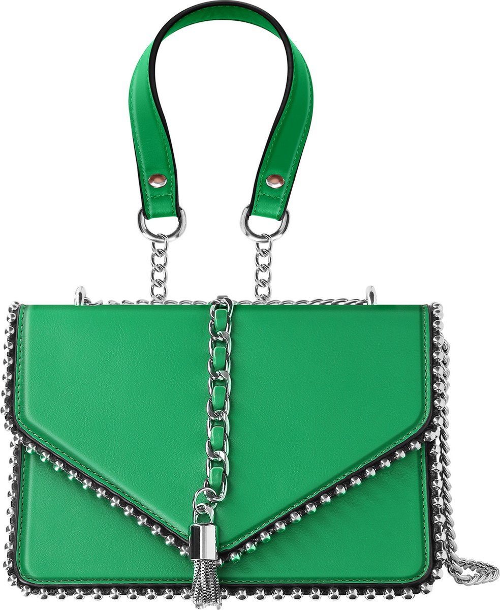 Alta Moda, Handtas met metalen kettinghandvat, Groen