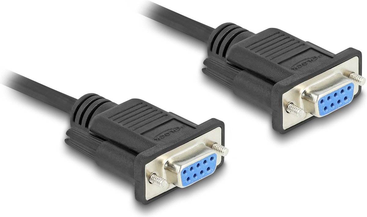 Delock Serial Cable RS-232 D-Sub9 female to female with narrow plug housing 2 m