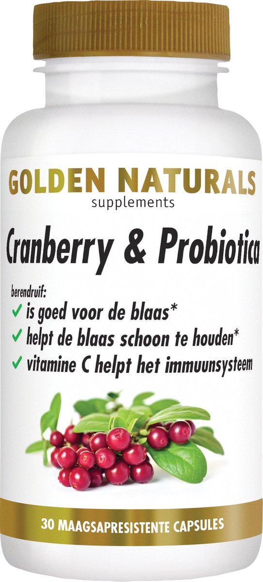Goedkoopste Golden Naturals Cranberry & Probiotica (30 veganistische maagsapresistente capsules