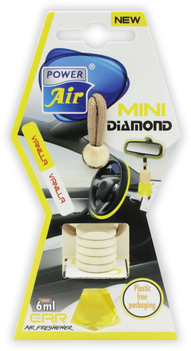 Goedkoopste Power Air Diamond Mini - Luchtverfrisser Auto - Autoparfum Geur - Geurverfrisser Vanilla