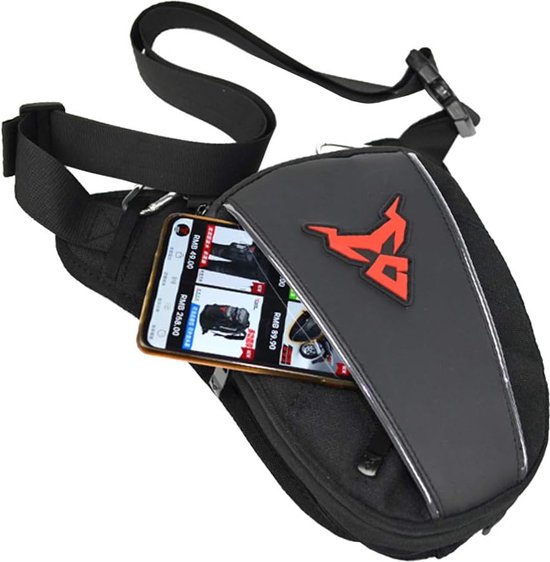 Sacoche de jambe de moto, sac ceinture Oxford pour hommes et femmes, pour cuisse, taille, dos, banane, sac banane, outdoor, voyage, randonnée, cyclisme, sac de sport tactique de outdoor , noir et rouge