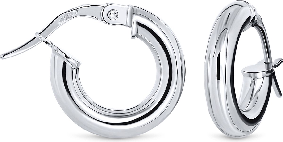 Miore Pure Oorbellen Dames - 9 Karaat - Zilverkleurige Oorringen - 3 mm