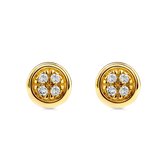 Miore Pure Oorbellen Dames - 9 Karaat - Kleur Geelgoud - Met Diamanten - Knopjes - 4.5 mm