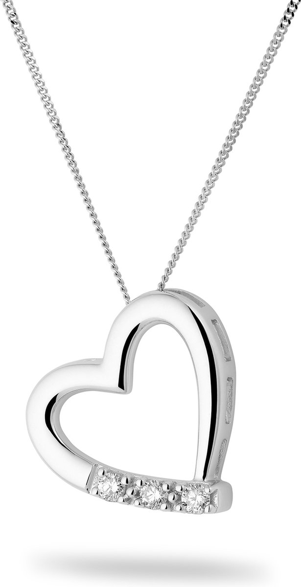 Miore Pure Collier Ketting Dames - 14 Karaat Goud - Met Diamanten - Met Hanger - 45 cm