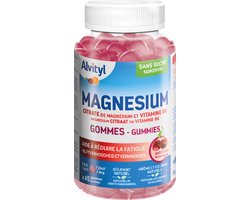 Alvityl Magnesium Gummies met Vitamine B6 - Extra energie - Bij vermoeidheid en stress - Suikervrij - Vanaf 12 jaar - Kersensmaak - 45 gummies