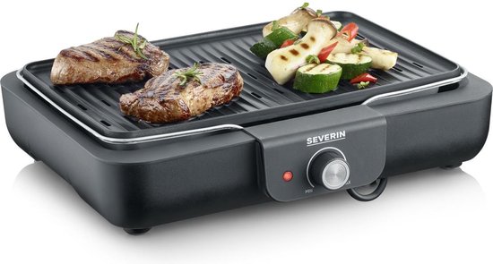 Severin PG 8556 - Electrische Tafel BBQ Grill - 2300 W - 230 °C - Geribbelde grillplaat - Zwart Roestvrijstaal van Severin — afbeelding 2