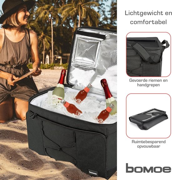 Koeltas Opvouwbaar 25l/45l/52l - Koelbox met 16u Koelfunctie met Draagriemen - Picknicktas Koeltas met Dienblad - Tas geïsoleerde Waterdicht Antraciet of Grijs - IceBreezer van KOEL — afbeelding 3