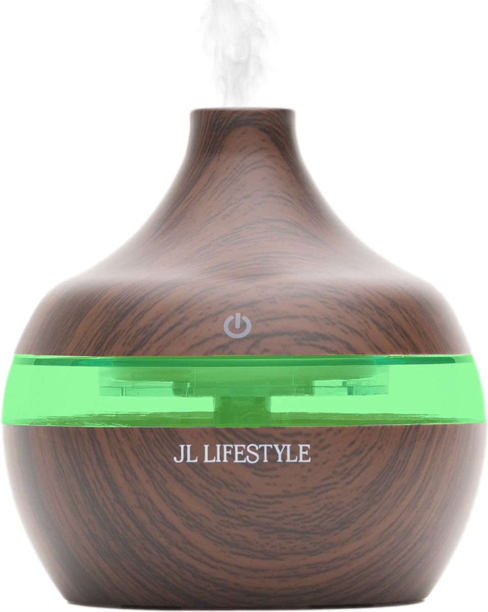 Goedkoopste JL Lifestyle® Aroma Diffuser luchtbevochtiger met LED verlichting - diffuser aromatherapie - Geschikt voor Aromatherapie olie - 300 ML - Hout Design - Donkerbruin
