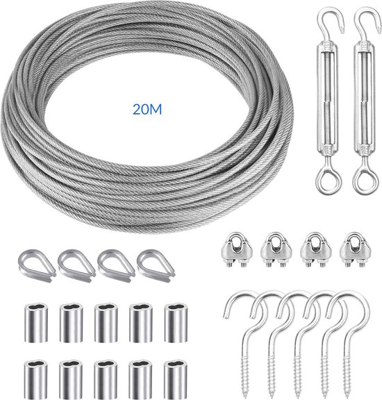 20 STKS M2 Draad Touw Clip Kabel Klem, 304 Roestvrij Staal