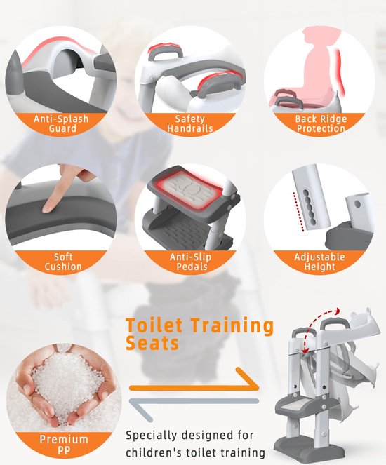 DEANIC Toiletbril voor kinderen met trap, potten met ladder en PU DEANIC Toiletbril voor kinderen met trap, potten met ladder en PU