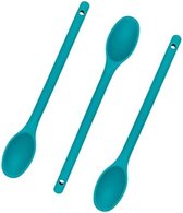 Lot De 4 Cuillères En Silicone Résistantes à La Chaleur - 27,9 Cm, Monobloc - Couleurs Vives (rouge, Vert, Bleu, Orange) - Pour Cuisson, Antiadhésif - 3