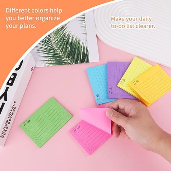 KIFZM Grote Zelfklevende Notities, 76 x 127 mm 6 Briljante Kleuren Geassorteerde Zelfklevende Pads voor Notitieboekjes, Kantoor, School en Thuis, 80 Vellen/Pad