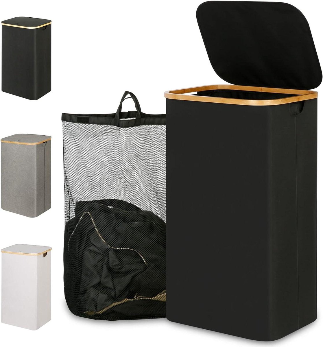 Wassorteerder iEGrow Wasmand 110L Zwart Kleding Mand voor Thuisgebruik Wassorteerder