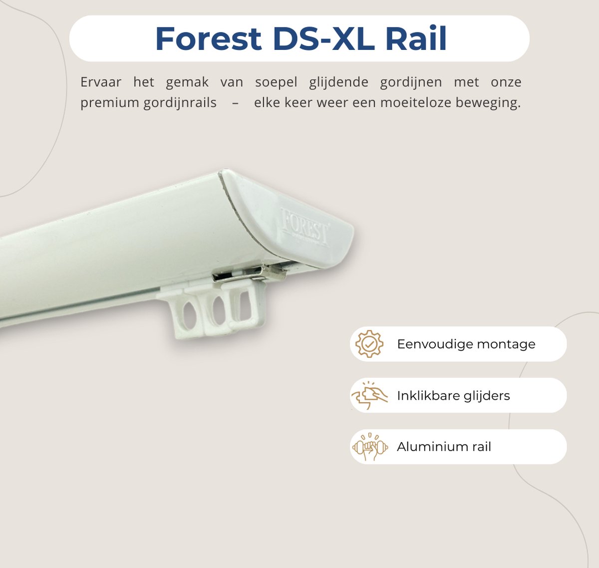 Forest DS-XL - Premium gordijnrails - 300cm (2 x 150cm) compleet pakket - plafond
