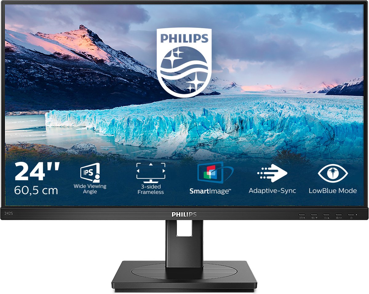 Philips S Line 242S1AE/00 LED display 60,5 cm (23.8") 1920 x 1080 Pixels Full HD Zwart