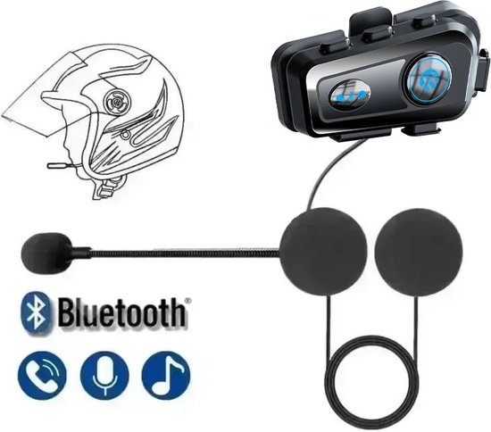Oreillette Bluetooth pour casque de moto et scooter - Système de communication Appel mains libres - Étanche avec batterie longue durée - Bluetooth 5.3