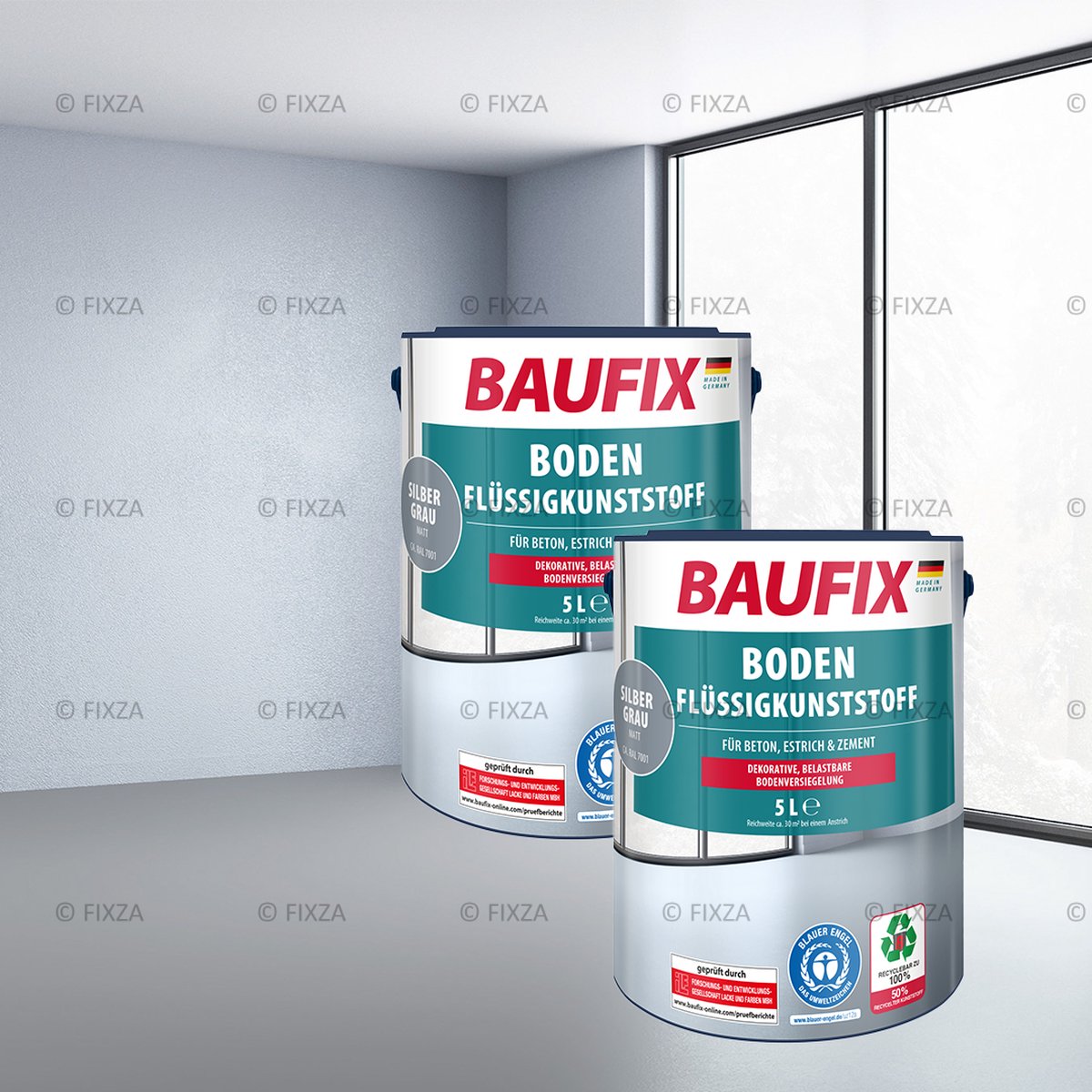 BAUFIX Betonverf vloeren Voordeelverpakking zilvergrijs 30 m²