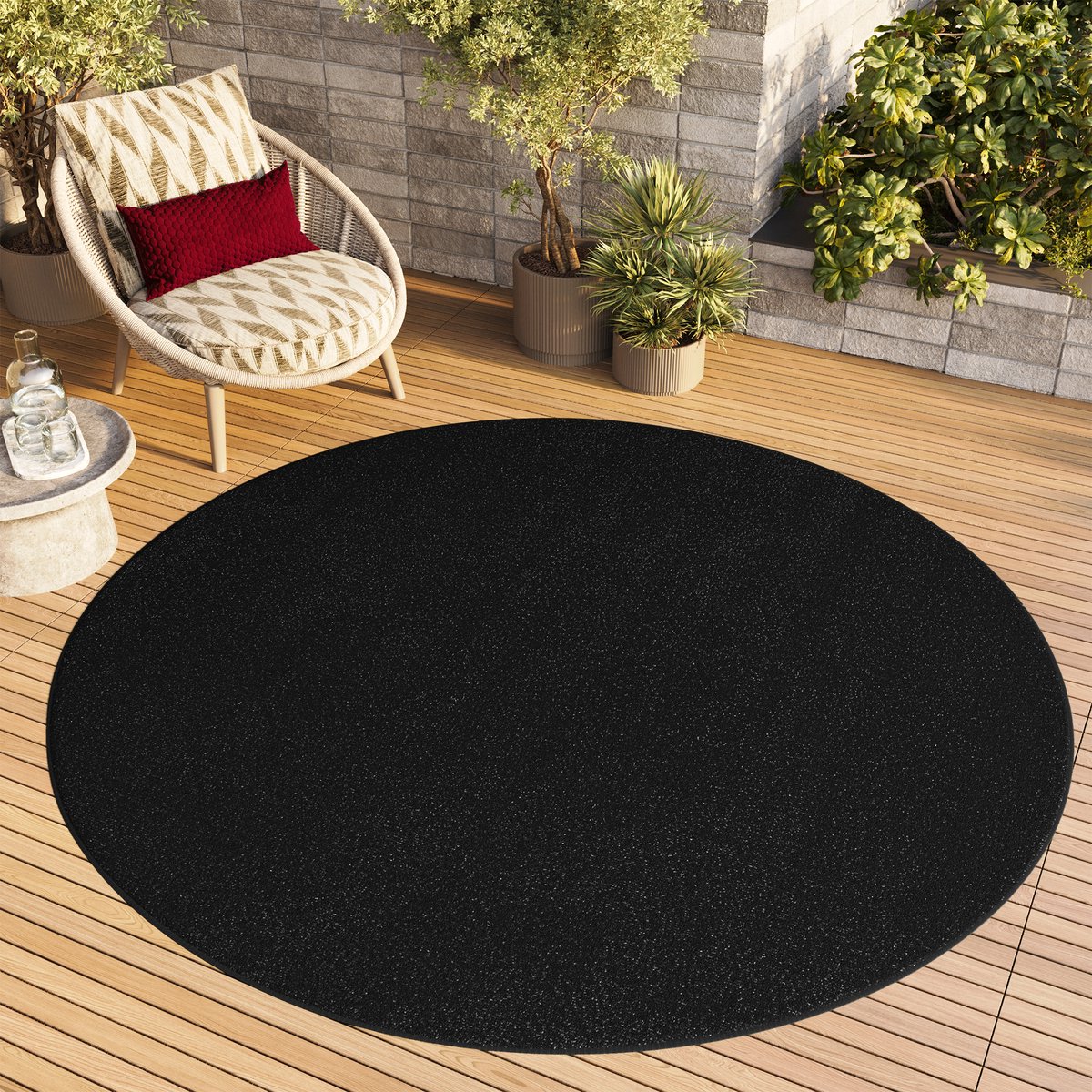 Tapiso Mono Rond Vloerkleed Antraciet Laagpolig Effen Tapijt Maat- 200x200