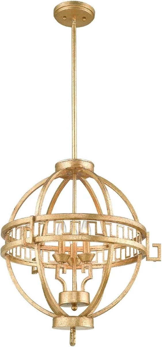 Moderne Hanglamp - Steady Lighting - Metaal - Modern - E14 - L: 57.2cm - Voor Binnen - Woonkamer - Eetkamer - Goud