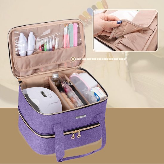 Yokilly Opbergtas voor nagellak: grote dubbele laag nagellak voor 84 flessen (15 ml) en een nagellamp (zwart, extra groot Yokilly Opbergtas voor nagellak: grote dubbele laag nagellak voor 84 flessen (15 ml) en een nagellamp (zwart, extra groot