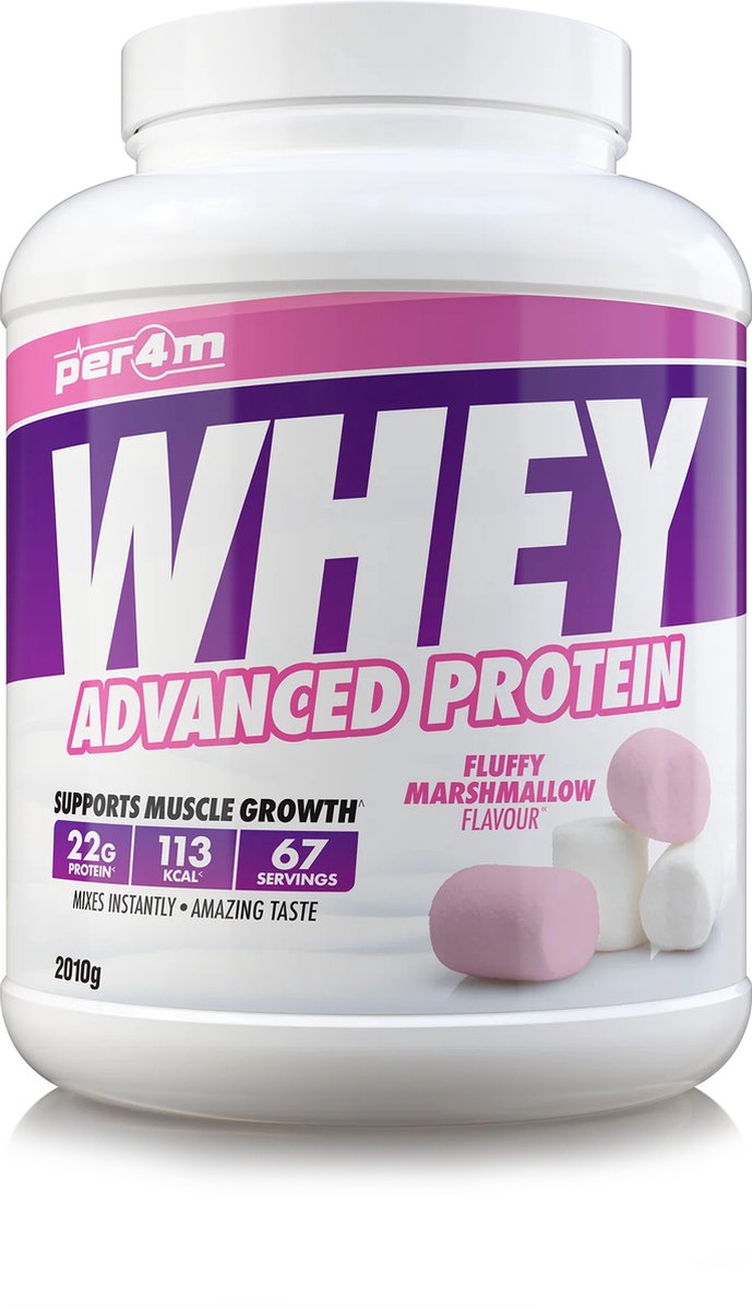 Goedkoopste Per4m - Advanced Whey Protein - Fluffy Marshmallow - Proteine poeder - Eiwit shake - Eiwitpoeder - 2.01kg - Whey Protein - Eiwitshakes - Whey Proteine - Protein - Proteine - Proteine Shake - Shake - Fitness - Krachttraining - Gym