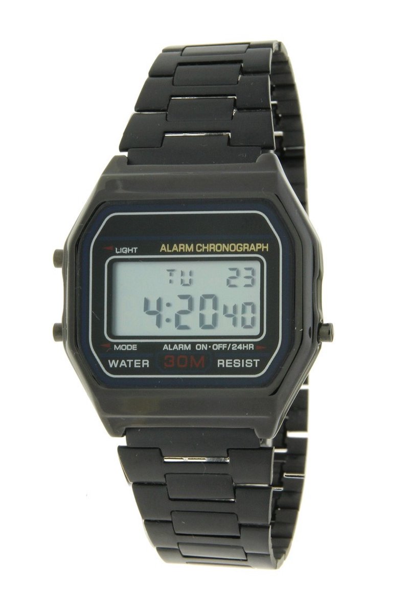 Horloge Old Skool Zwart - Ernest - Inclusief Batterij - Volledig RVS - Unisex