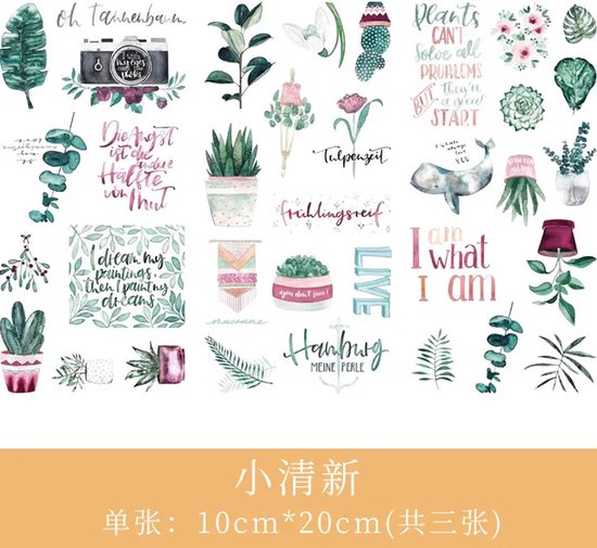 3 vellen – Botanical – Planten – Bloemen – Flowers – Leaves – Stickers – Bullet Journal Stickers – Planner Agenda Stickers – Scrapbook stickers – Stickervel – Laptop stickers – Telefoon stickers – Bujo stickers – Stickers volwassenen en kinderen