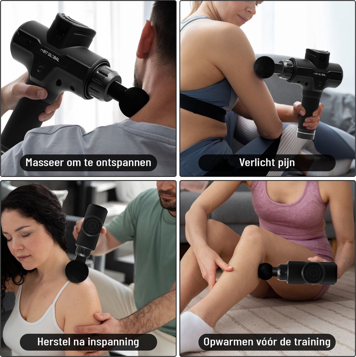 Afbeelding 3 van Artglobal Massage Gun Professioneel – Massage Apparaat – Massagegun – Massage Pistool – Voor Sport & Ontspanning - Met 6 opzetstukken - 30 snelheden – Met Brushless Motor