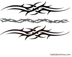 3 tatoeages tribal vector en prikkeldraad - tijdelijke tattoo – neptattoo volwassenen - plak tattoo