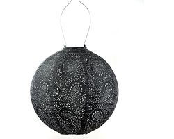 Lumiz Solar Buitenlamp - Buitenverlichting - Lampion - Solar Tuinverlichting - Paisley Rond - 30 cm - Donker Grijs