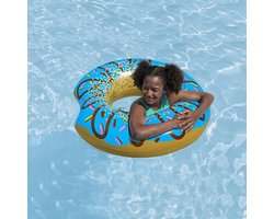 Opblaasbare Donut Zwemring - Zwemband - Drijfband - Hoge Kwaliteit Vinyl - 107 cm - Blauw - Voor Op Het Water - In het Zwembad - Op Vakantie - Vanaf 12 Jaar