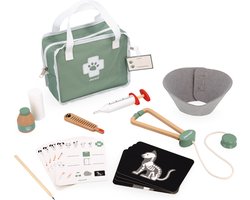 Janod - Dierenarts Set - Rollenspel - Bevat 16 Accessoires, Waaronder 4 Van Hout - Geschikt Vanaf 3 Jaar