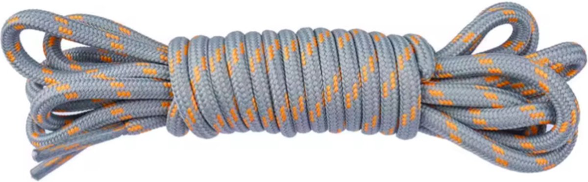 ronde veters voor wandelschoenen, sneakers 2 kleurig soft grey orange 120 cm