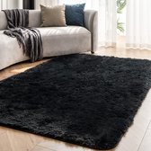 Woonkamer voor tapijt, hoogpolig, shaggy tapijt, antislip, slaapkamer, tapijt, regio (zwart, 90x150 cm)