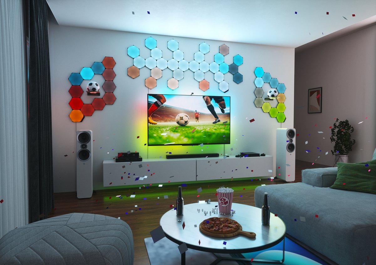 Kit Démarrage Nanoleaf Shapes Hexagones Ultra Noir - 9 Panneaux LED Connectés RGBW - Wi-Fi, Alexa, Design Modulaire