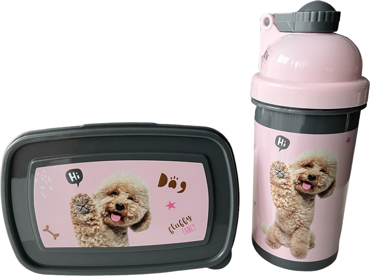 Paso waterfles en broodtrommel - bidon - lunchbox - drinkfles - 550 ml - 18,5x13x6cm - hond - puppy