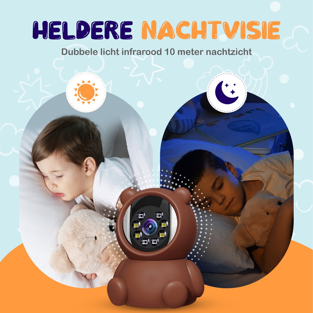 Afbeelding 3 van Little Immi - Babyfoon met camera en app - 1080HD - Video opname & Audio optie - Babyfoon met bewegingsdetectie - Baby monitor