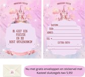 Uitnodiging kinderfeestje - Kinderfeest - Uitnodigingen - Verjaardag - Inclusief enveloppen - Eigen design en print - Wenskaart - Prinsessen - 20 stuks - A6