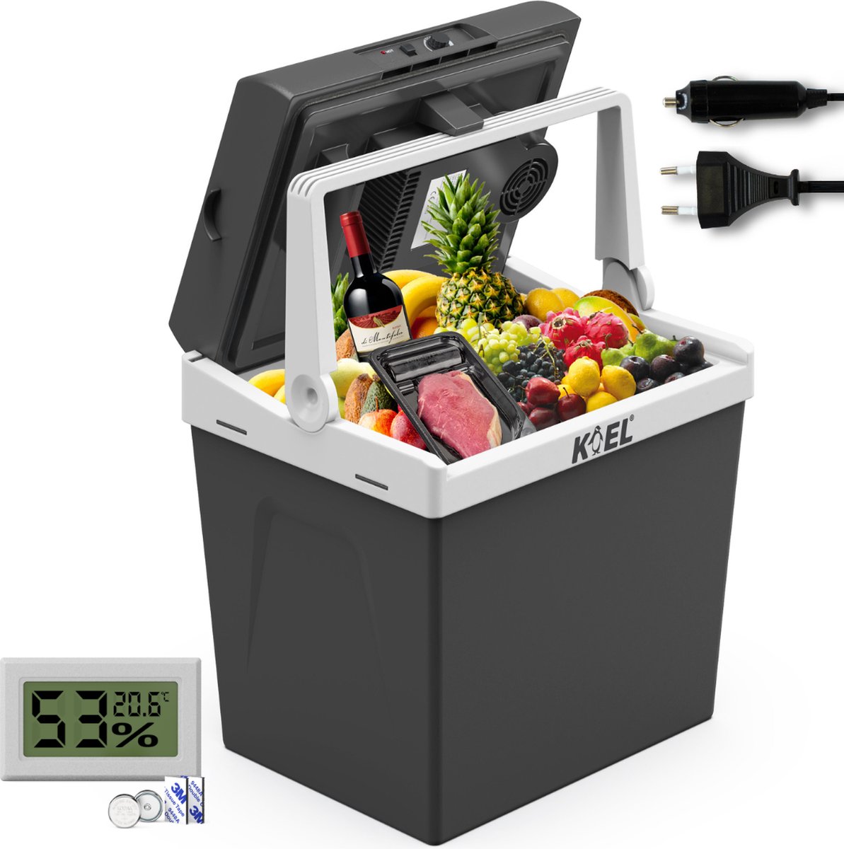 Bol.com Koel Boks 25L - Koelbox Elektrisch 12V en 220V/230 Volt - Camping Koelkast voor Auto - Coolbox - Frigobox tot -19°C aanbieding